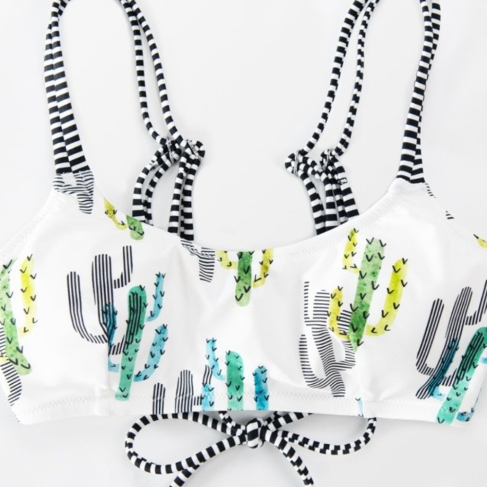 Cupshe Cactus Lover Strappy Bikini Top